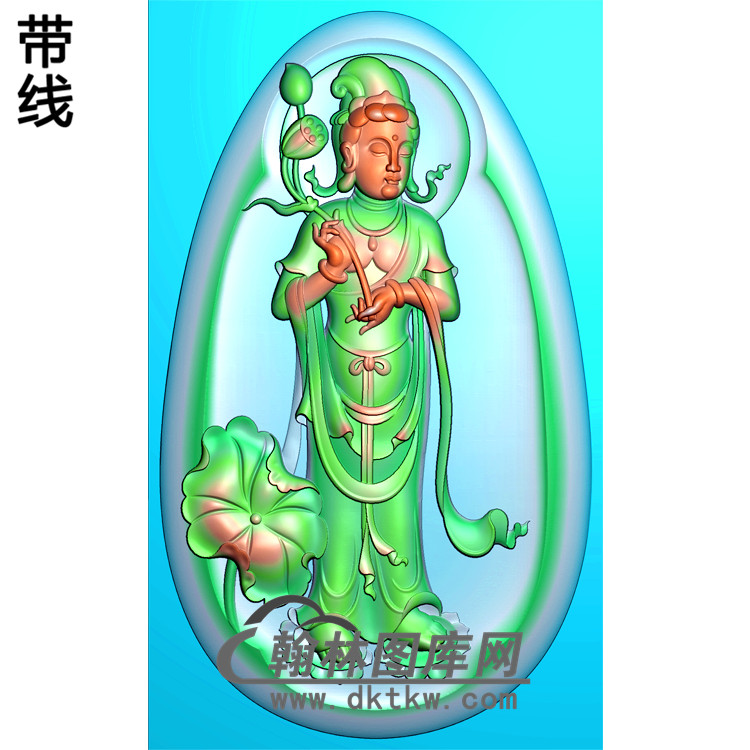 椭圆观音挂件精雕图（OGY-081)展示