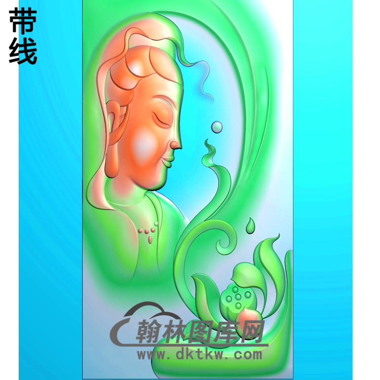 侧脸观音菩萨头像精品挂件精雕图（BGY-190)展示