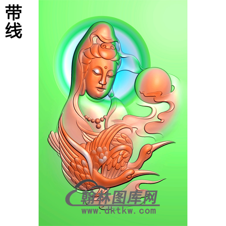 带鹤观音菩萨精品挂件精雕图（BGY-204)展示