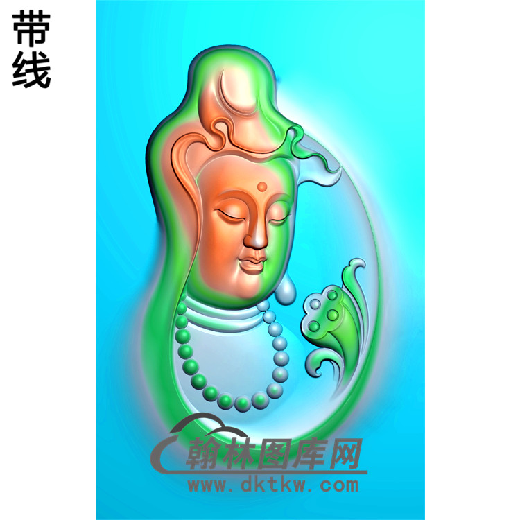 观音菩萨半身头像精品挂件精雕图（BGY-207)展示