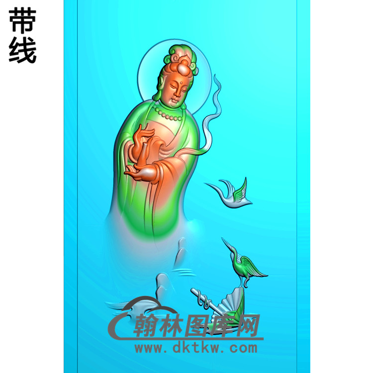 仙鹤观音菩萨精品挂件精雕图（BGY-198)展示