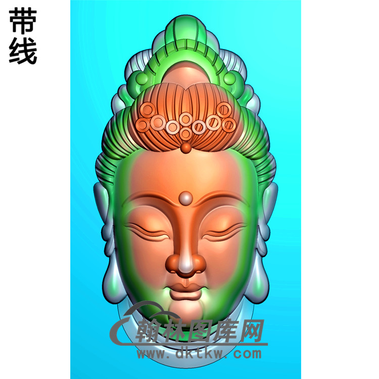 观音菩萨头精品挂件精雕图（BGY-164)展示