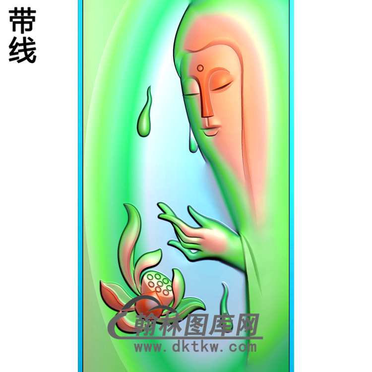 莲花半身头像观音菩萨精品挂件精雕图（BGY-218)展示