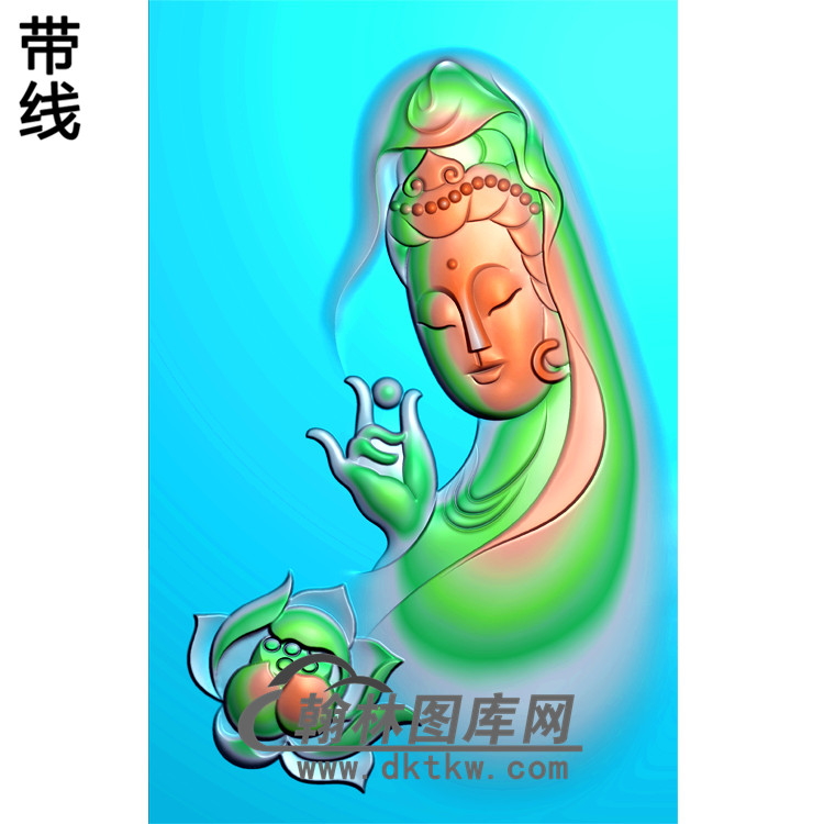 莲花观音菩萨精品挂件精雕图（BGY-217)展示