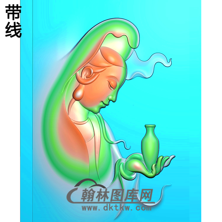 持瓶观音挂件精雕图（BGY-498)展示
