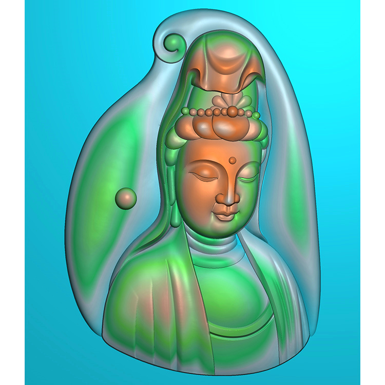 半身观音菩萨精品挂件精雕图（BGY-501)展示
