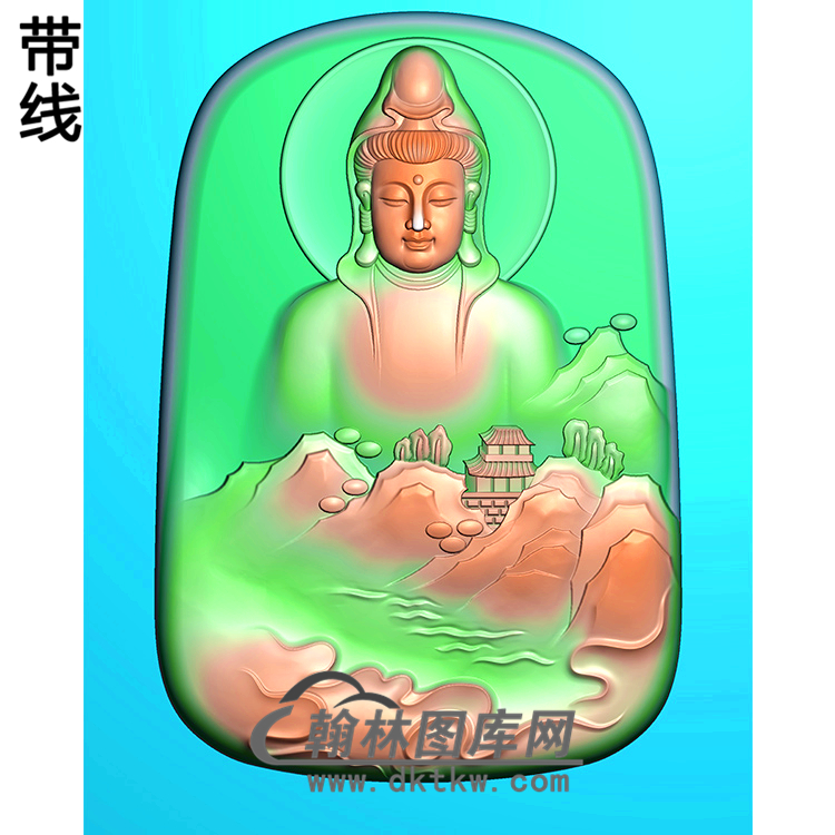 半身观音菩萨山水精品挂件精雕图（BGY-500)展示