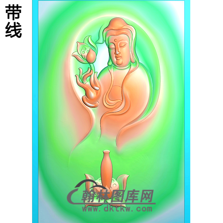 持莲花宝瓶观音菩萨精品挂件精雕图（BGY-509)展示
