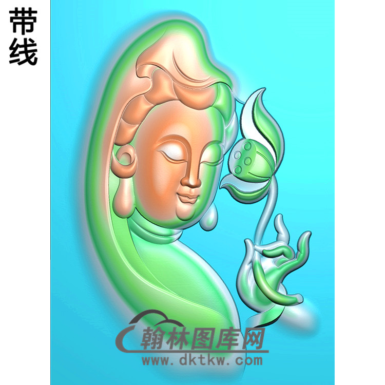 持莲花右侧观音菩萨头精品挂件精雕图（BGY-474)展示