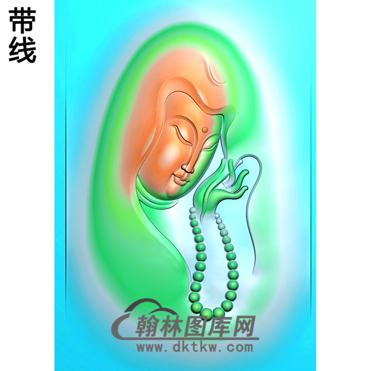 佛珠观音菩萨头精品挂件精雕图（BGY-523)展示