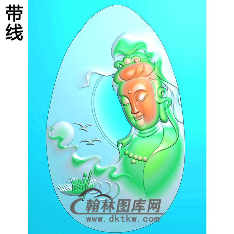 椭圆观音挂件精雕图（BGY-530)展示