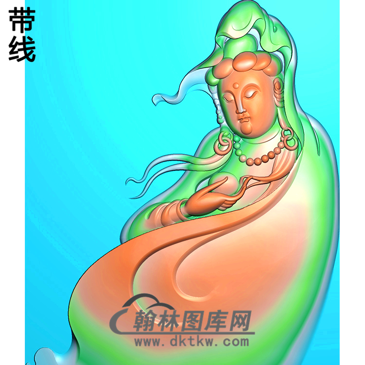 飘逸观音挂件精雕图（BGY-542)展示