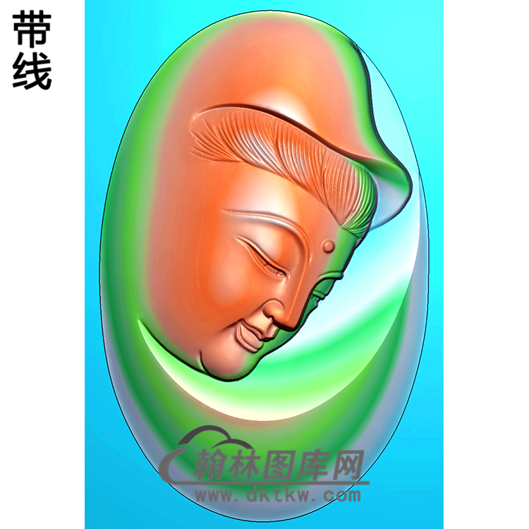 椭圆观音挂件精雕图（BGY-556)展示