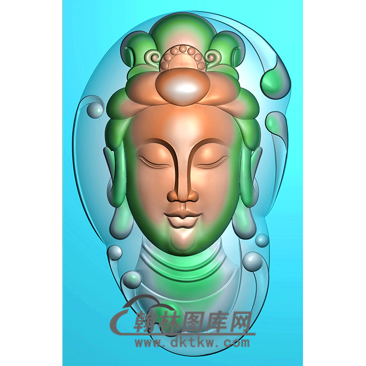 观音菩萨头精品挂件精雕图（BGY-326)展示