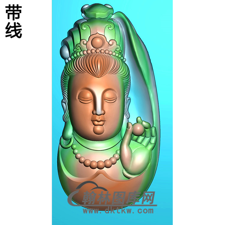 观音菩萨头精品挂件精雕图（BGY-330)展示