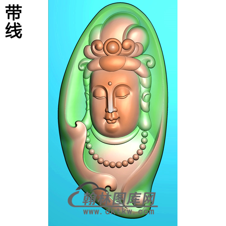 观音菩萨头精品挂件精雕图（BGY-335)展示
