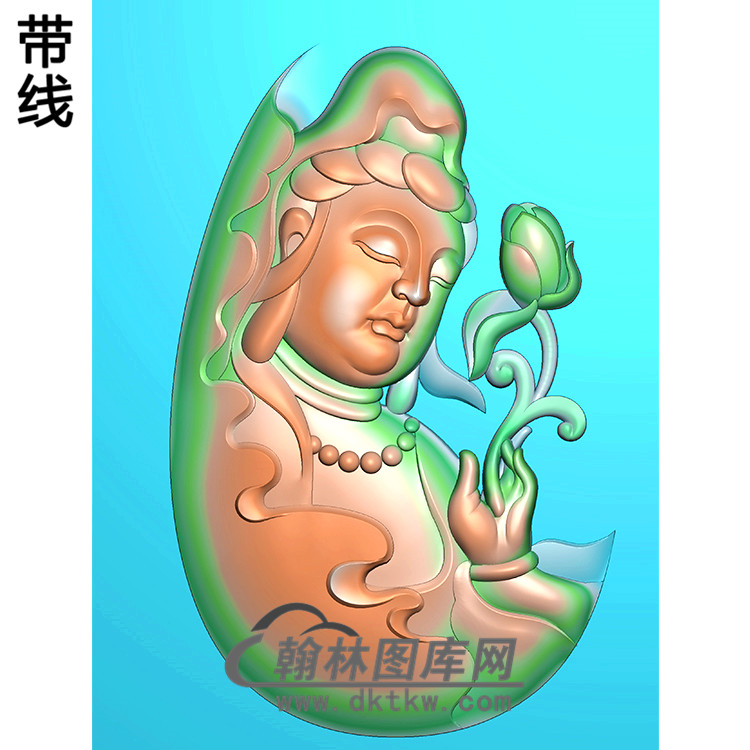 莲花观音挂件精雕图（BGY-464)展示