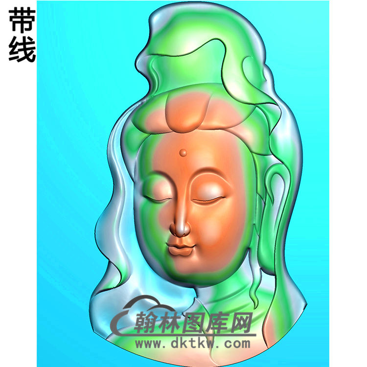 观音菩萨头精品挂件精雕图（BGY-546)展示