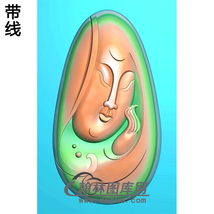 观音菩萨头像半身精品挂件精雕图（BGY-301)展示