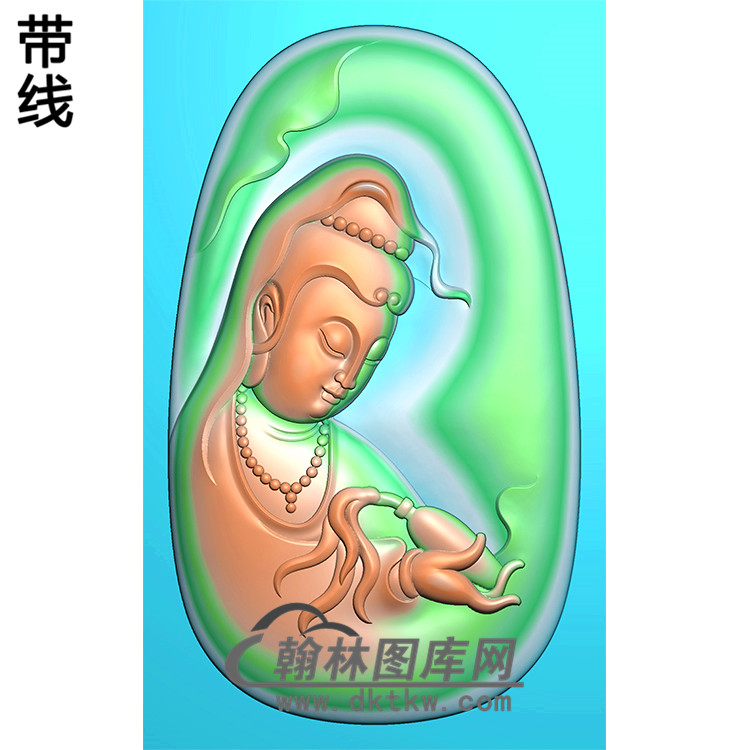 侧身持瓶观音挂件精雕图（BGY-279)展示