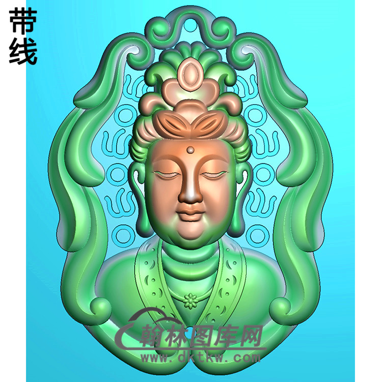 洋花观音挂件精雕图（BGY-302)展示