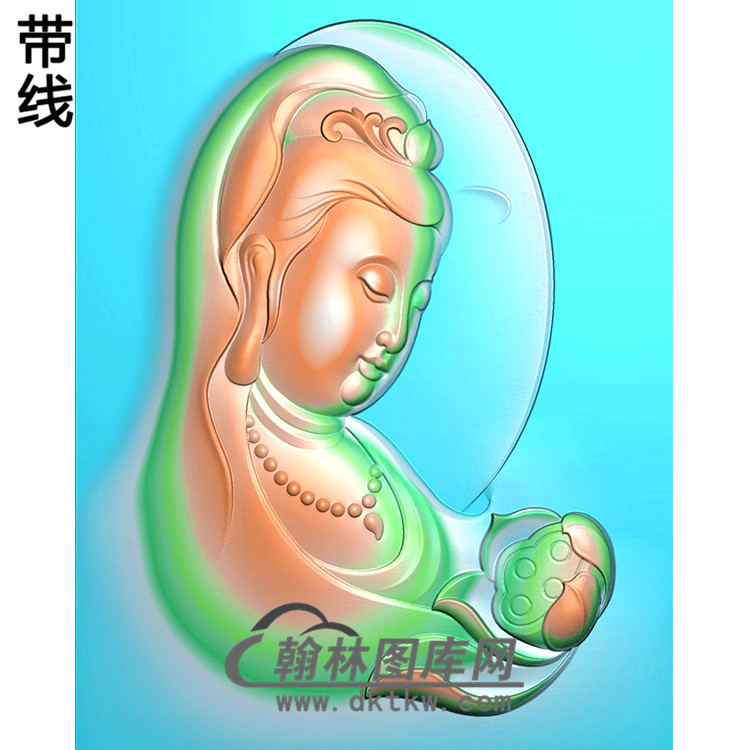 侧身观音挂件精雕图（BGY-320)展示