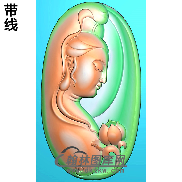 椭圆观音挂件精雕图（BGY-322)展示