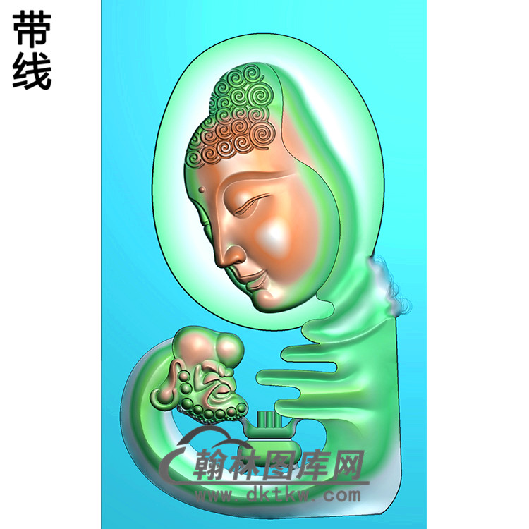 达摩观音挂件精雕图（BGY-243)展示