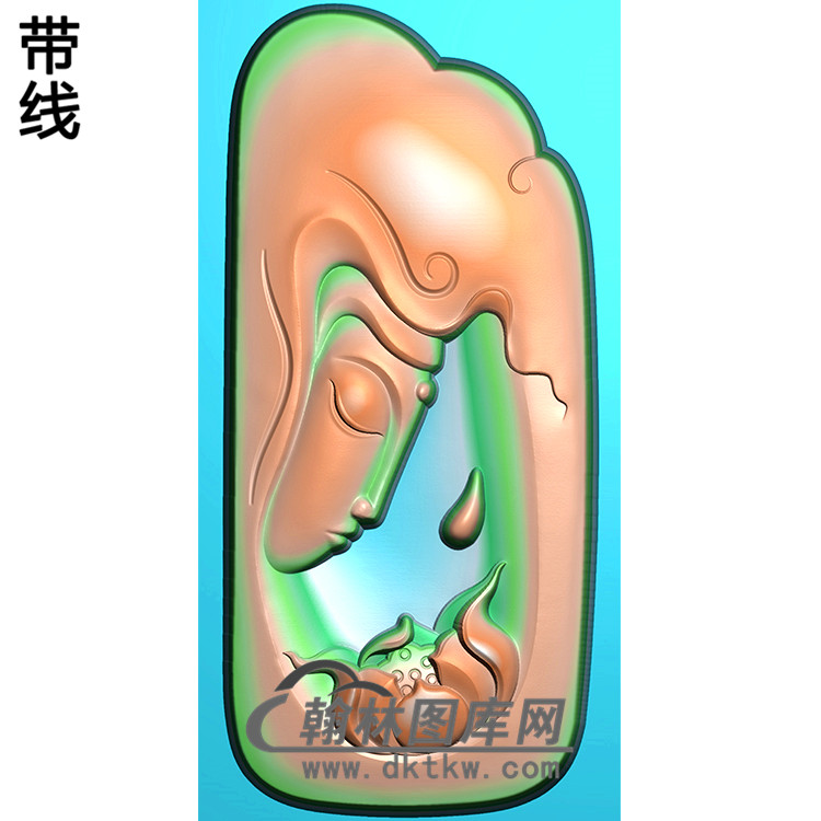 莲花观音菩萨头精品挂件精雕图（BGY-471）展示