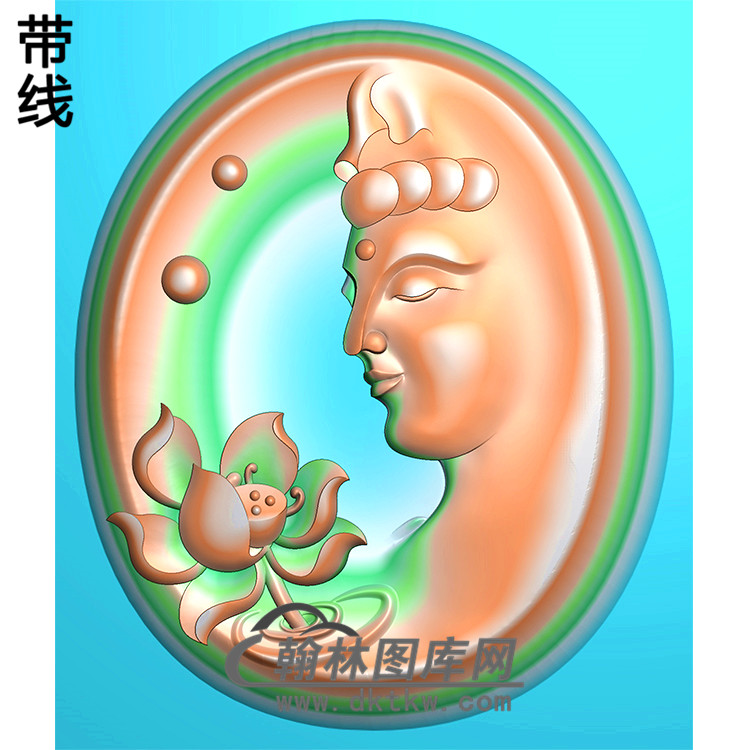 莲花观音菩萨头像精品挂件精雕图（BGY-480)展示
