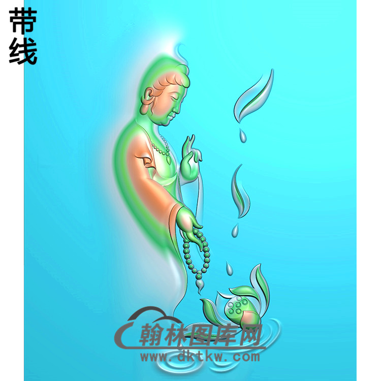 莲花意境滴水站观音挂件精雕图（BGY-363)展示