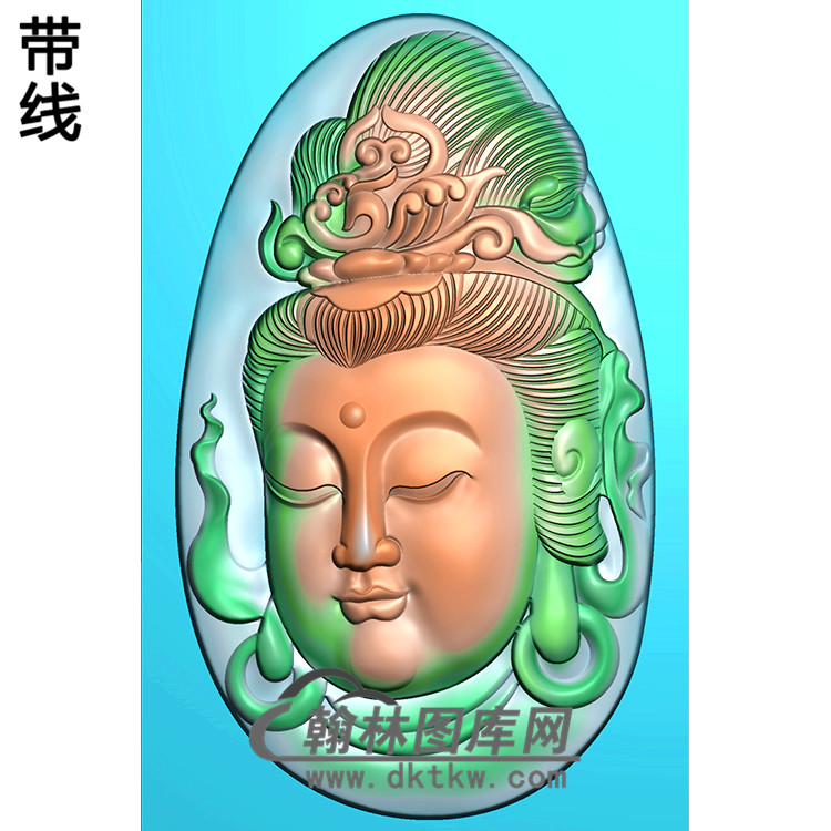 飘带观音菩萨头像精品挂件精雕图（BGY-366)展示