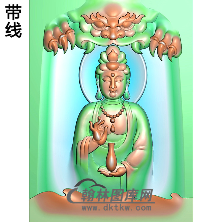 兽头观音菩萨挂件精雕图（BGY-374)展示