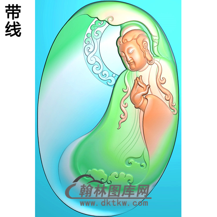 随型坐观音精品挂件精雕图（BGY-469)展示