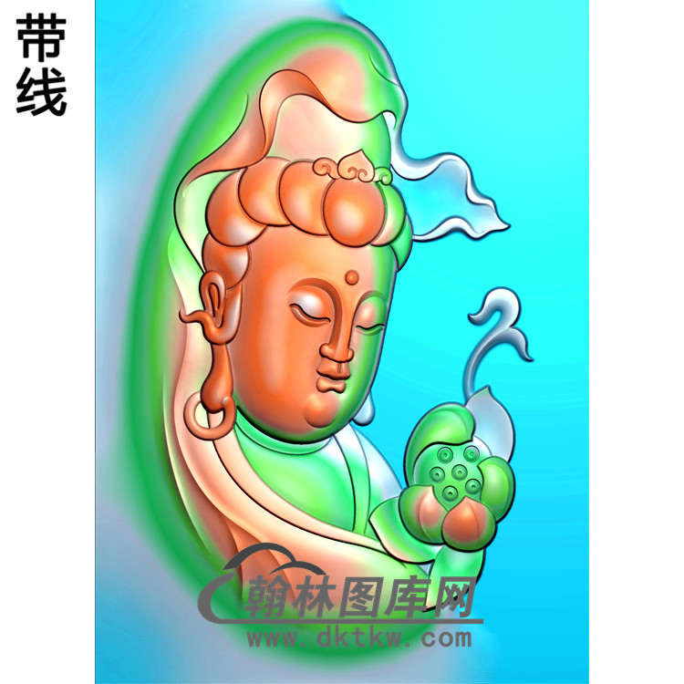 随形莲花观音挂件精雕图（BGY-227)展示