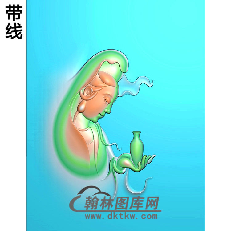 右侧持瓶观音挂件精雕图（BGY-402)展示