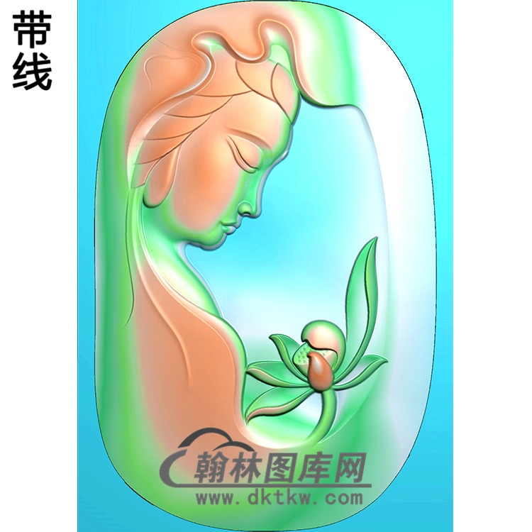 右侧莲花观音挂件精雕图（BGY-414)展示