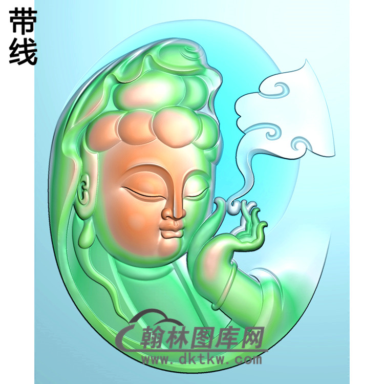 右侧祥云观音挂件精雕图（BGY-418)展示