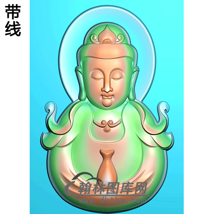 宝瓶观音挂件精雕图（BGY-465)展示