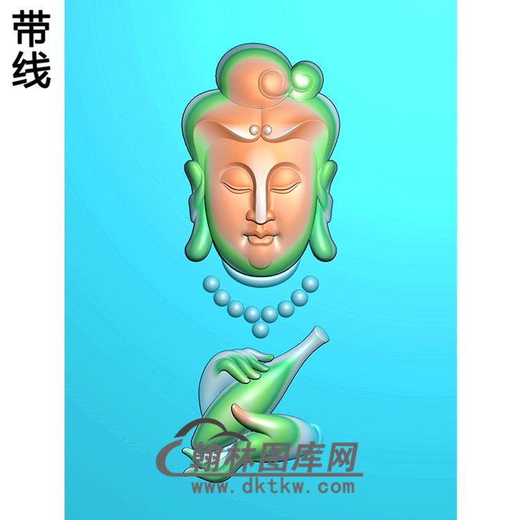 正面抱瓶观音挂件精雕图（BGY-427)展示
