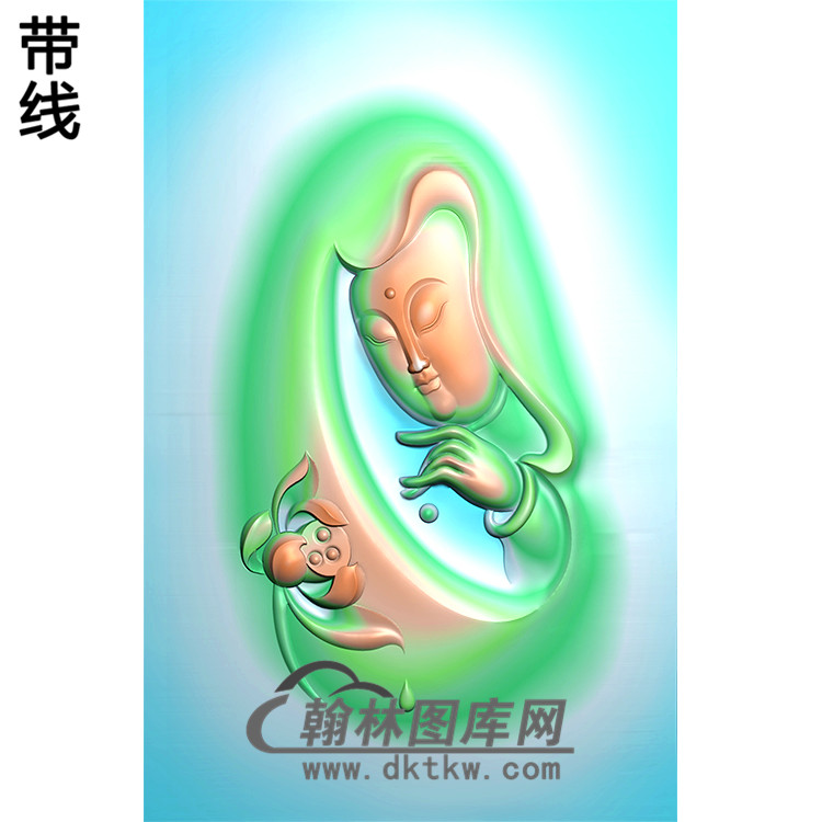 左侧莲花观音挂件精雕图（BGY-439)展示