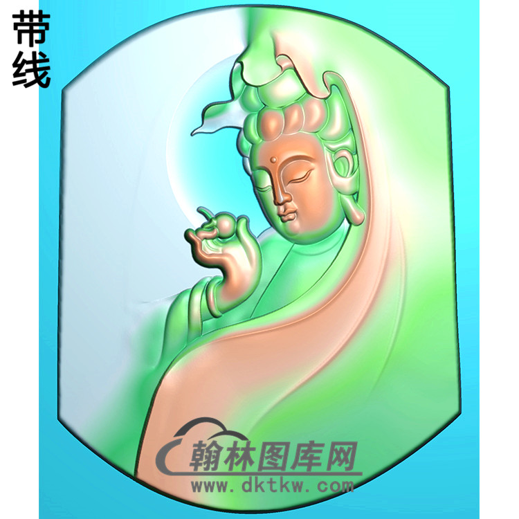 左侧捏珠半身观音挂件精雕图（BGY-446)展示