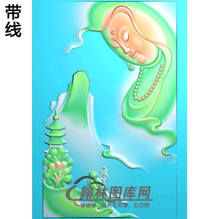塔山水观音精雕图（IGY-116)展示