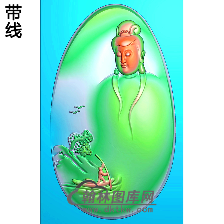椭圆山水观音精雕图（IGY-132)展示