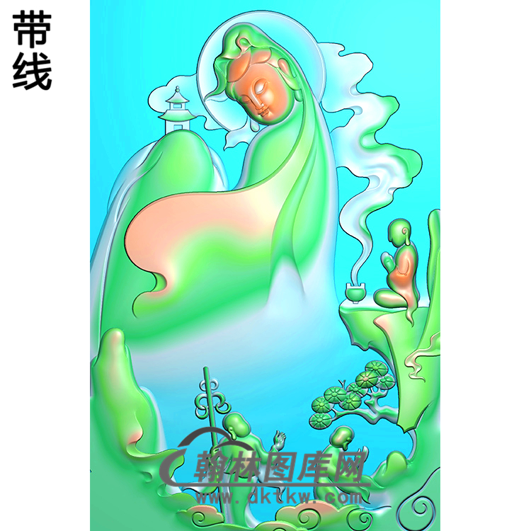 山水观音精雕图（IGY-133)展示