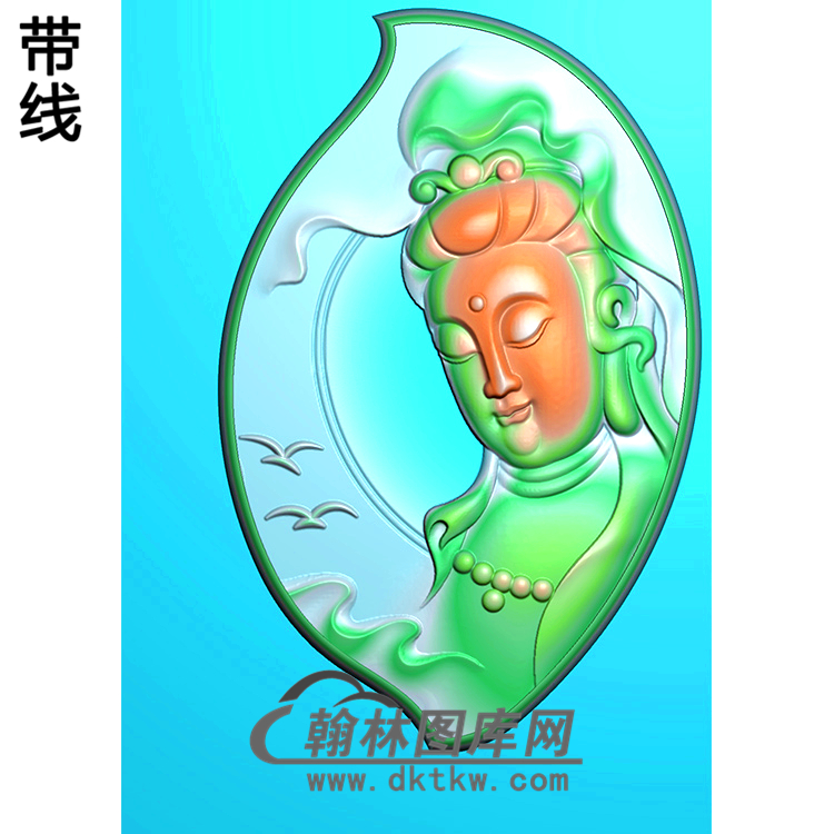 随型山水观音精雕图（IGY-134)
