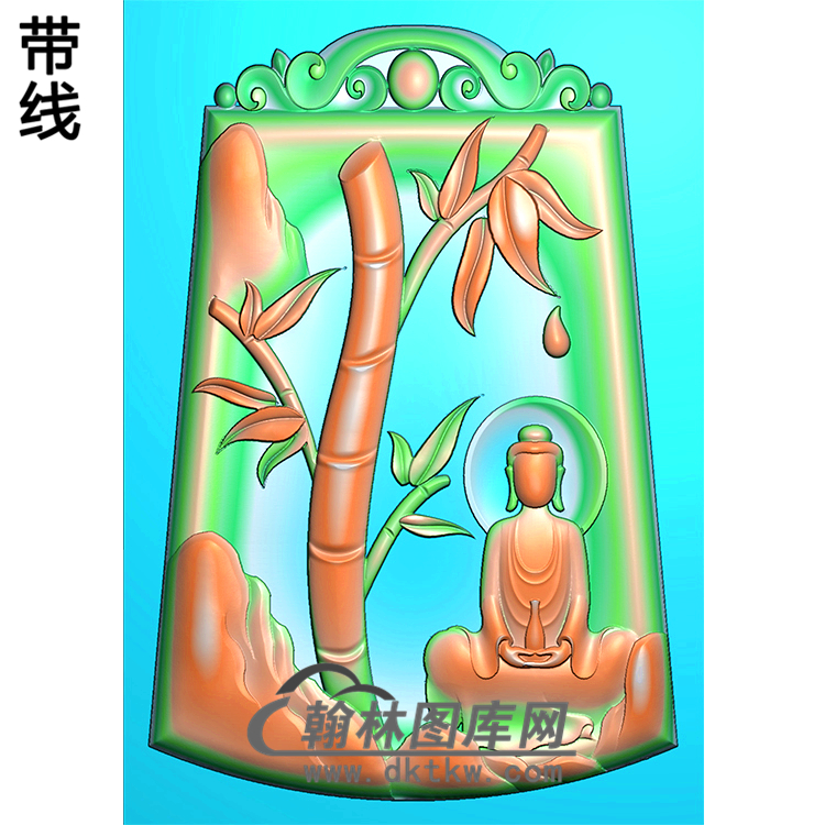 竹山水观音精雕图（IGY-136)展示