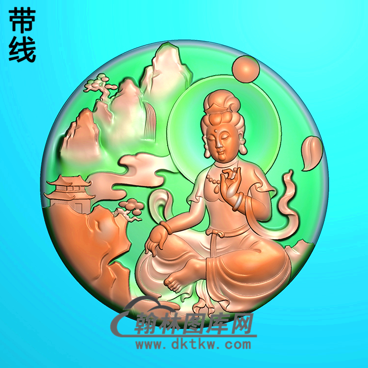 圆形山水观音精雕图（IGY-137)展示