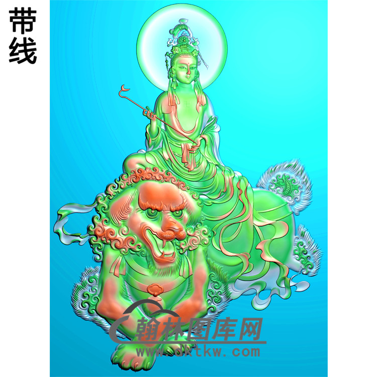 文殊师利菩萨坐相精品挂件精雕图（ZGY-196)展示
