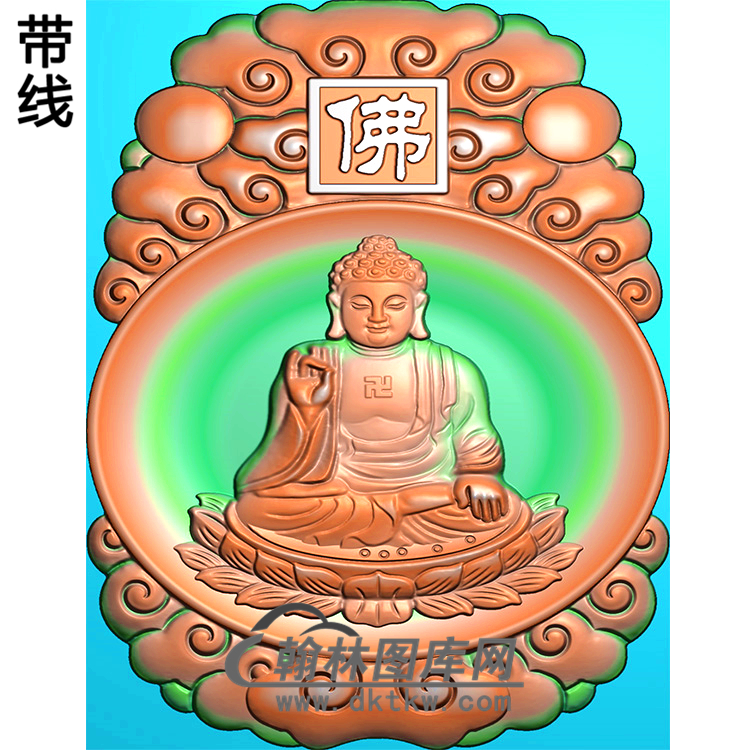 云朵外框坐姿佛像精雕图（ZFX-073)展示